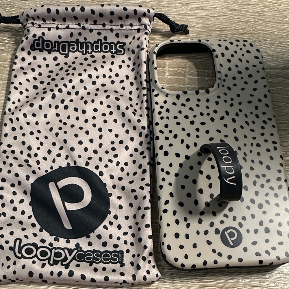 Loopy Case Black and Cream Spotted Phone Case “Righty” for iPhone 14 Pro Max
